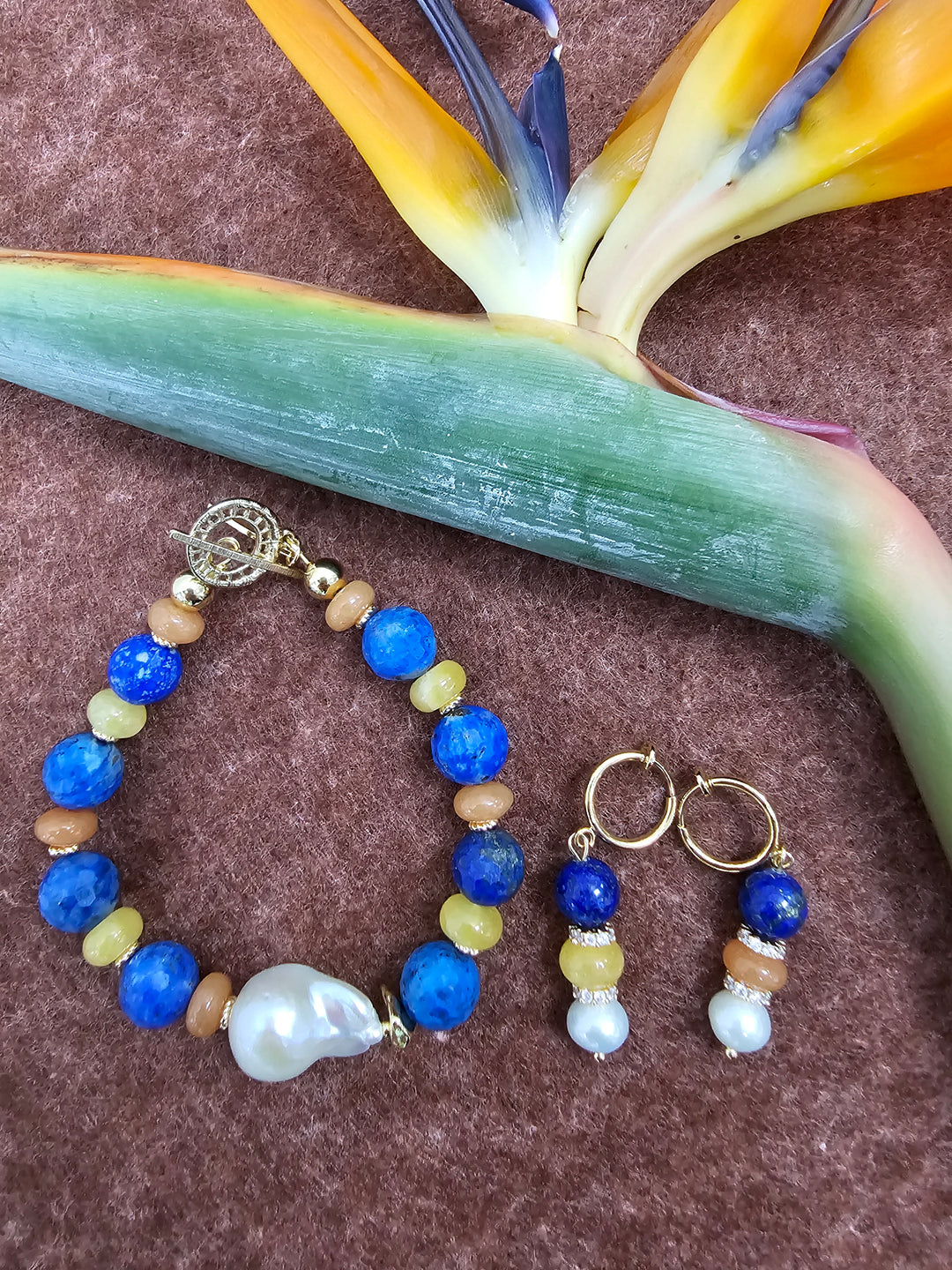 Lapis And Colorful Gemstone With Baroque Pearl Bracelet SB008