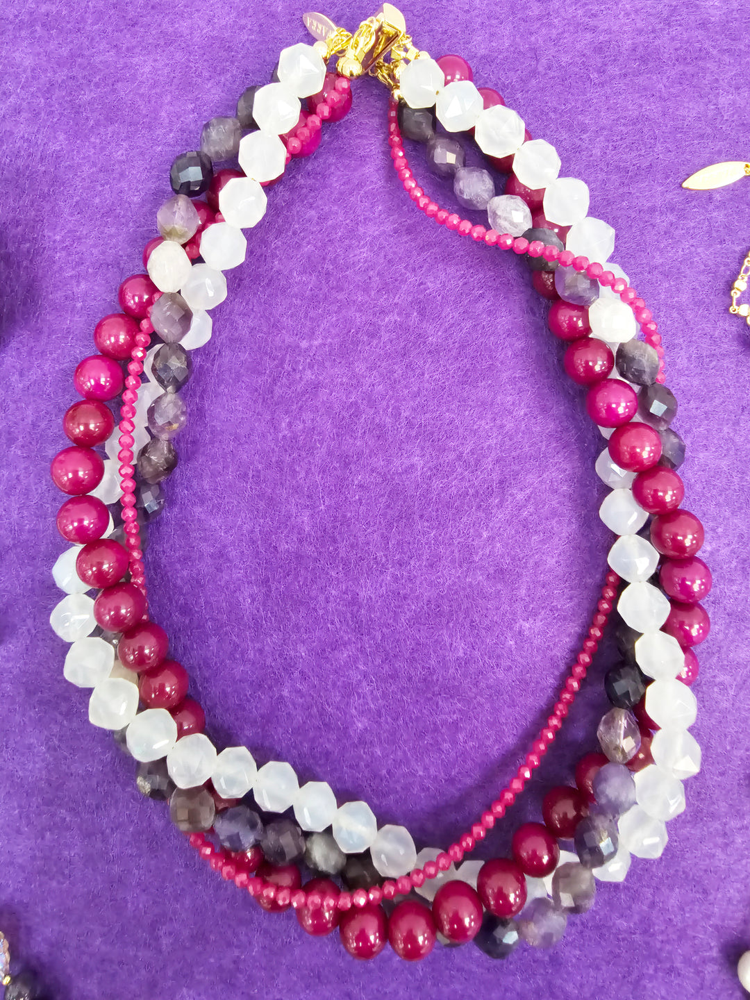Purple Gemstone Multi-layers Chunky Necklace SN012