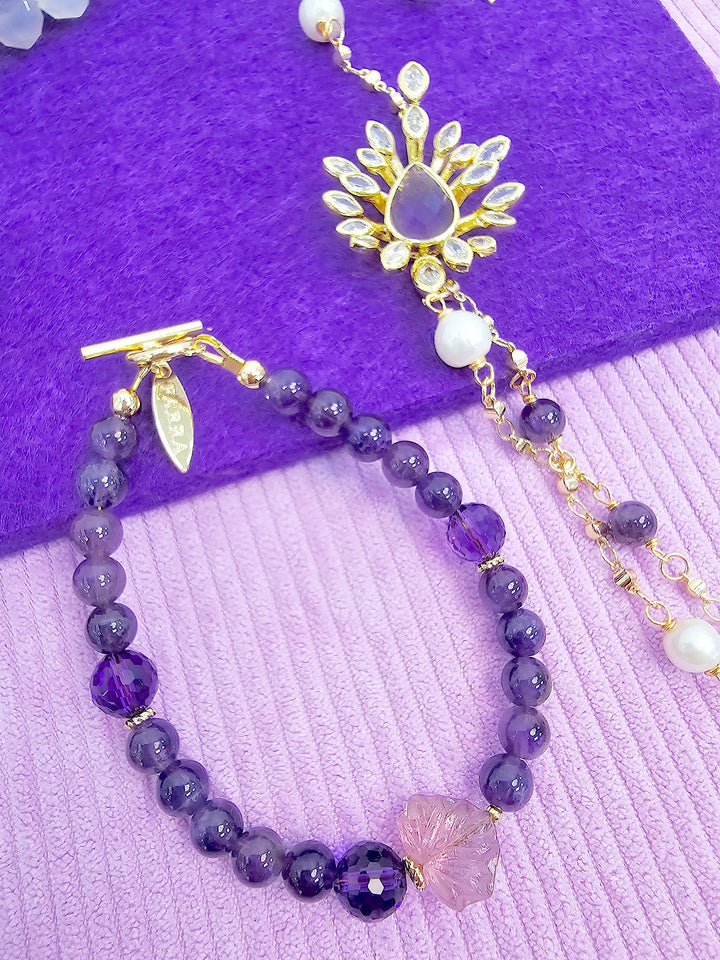 Amethyst With Purple Leaf Bracelet SB006
