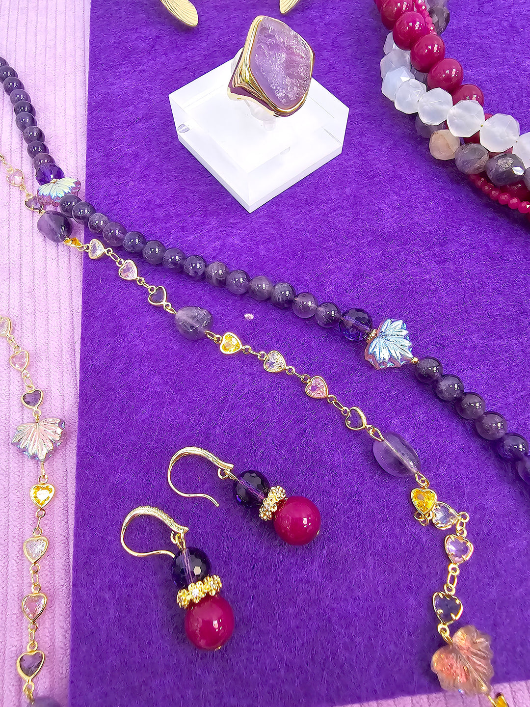 Purple Tone Sugilite With Amethyst Dangle Earrings SE006