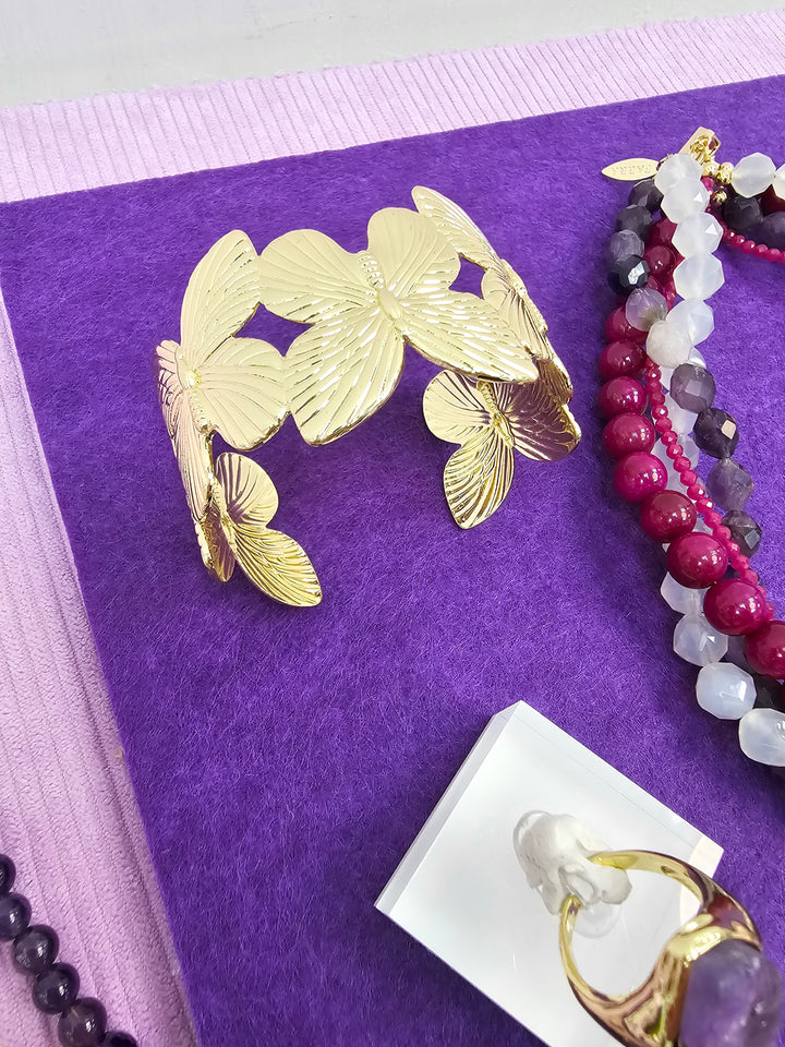Gold Plated Butterfly Chunky Bangle SB004