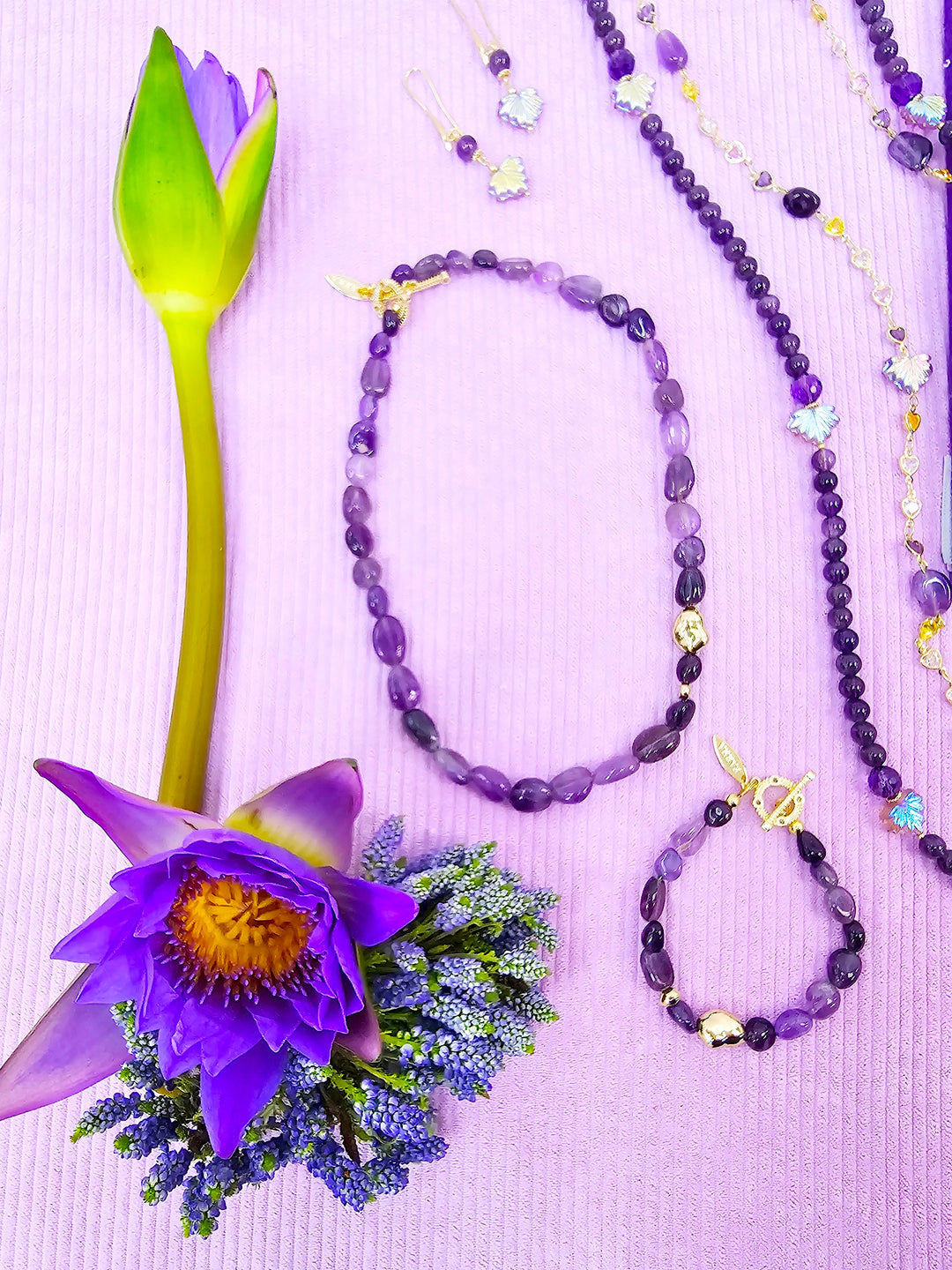 Irregular Amethyst Minimalist Necklace SN009