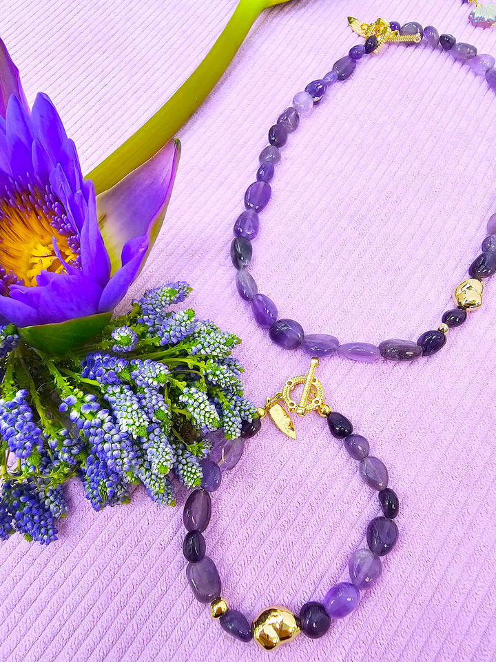 Irregular Amethyst Minimalist Bracelet SB005