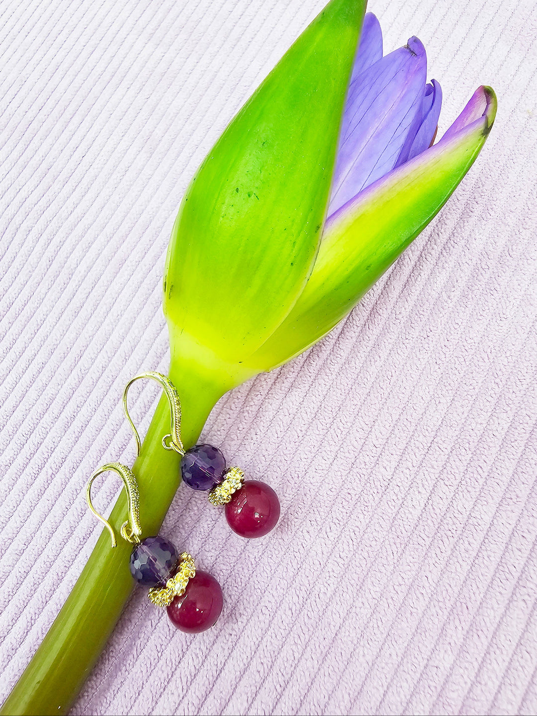 Purple Tone Sugilite With Amethyst Dangle Earrings SE006