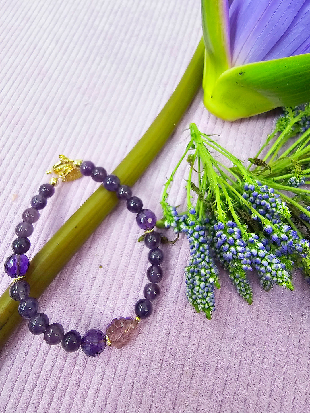 Amethyst With Purple Leaf Bracelet SB006