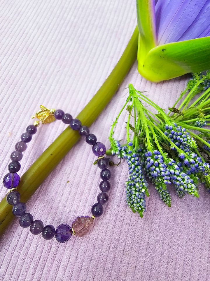 Amethyst With Purple Leaf Bracelet SB006
