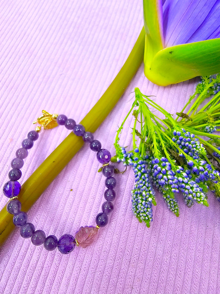 Amethyst With Purple Leaf Bracelet SB006