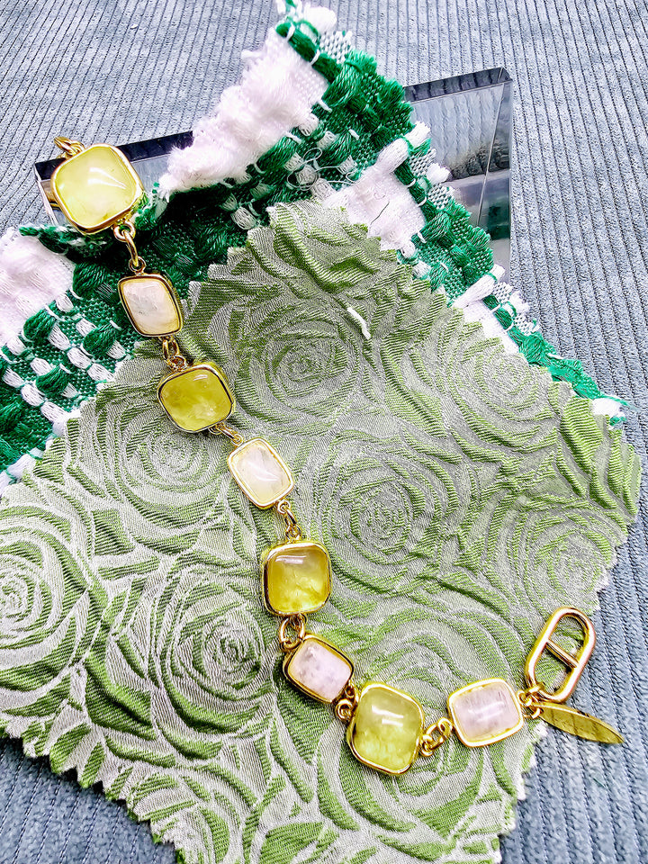 Prehnite And White Noonstone Charms Bracelet SB018