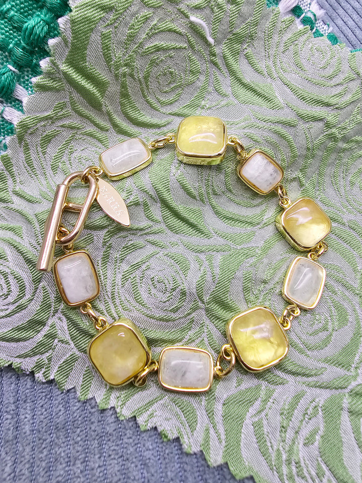 Prehnite And White Noonstone Charms Bracelet SB018
