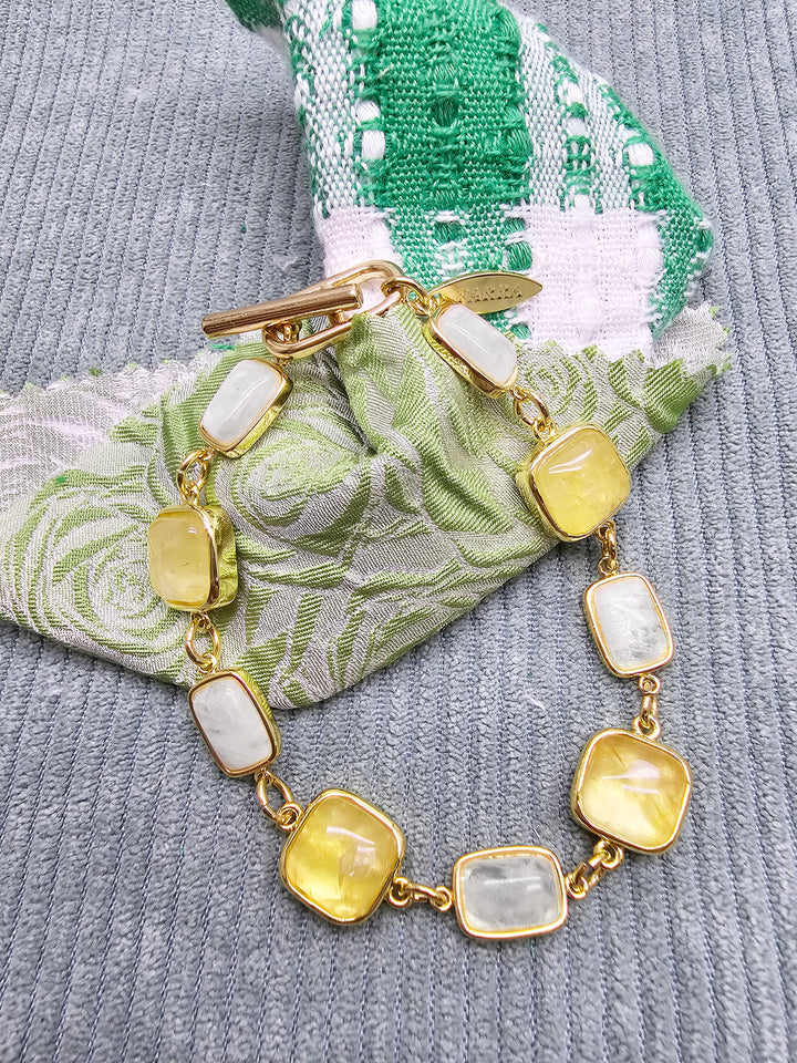 Prehnite And White Noonstone Charms Bracelet SB018