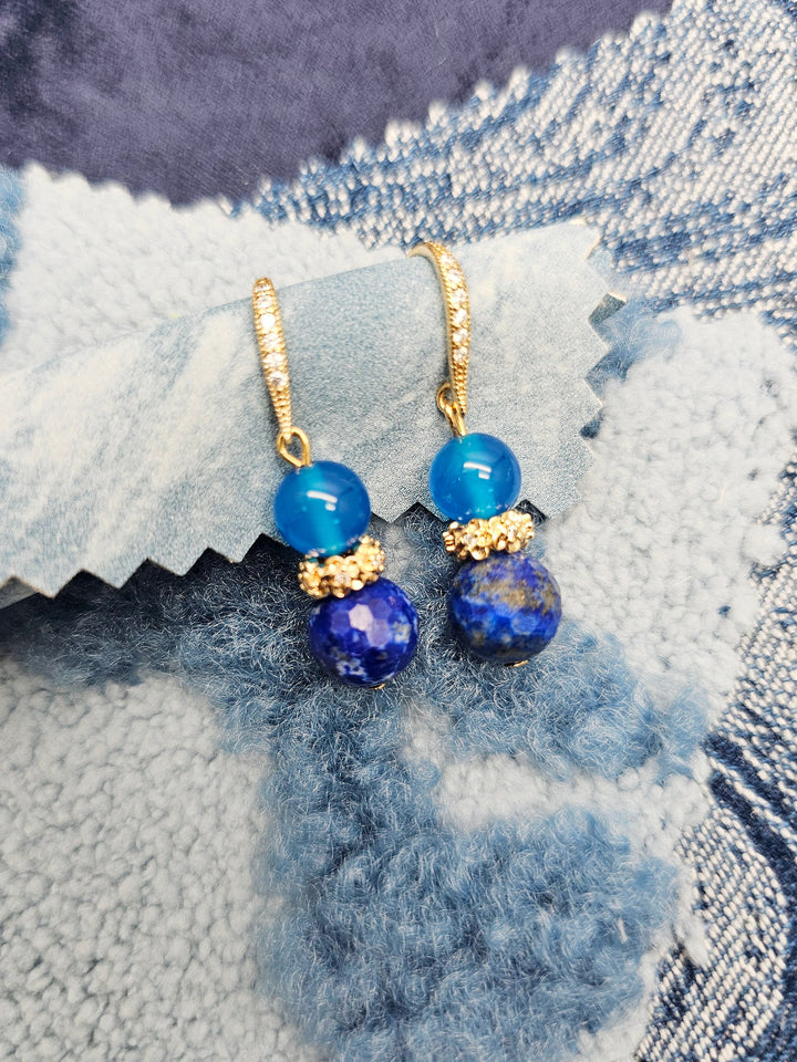 Blue Lapis And Agate Earrings SE014