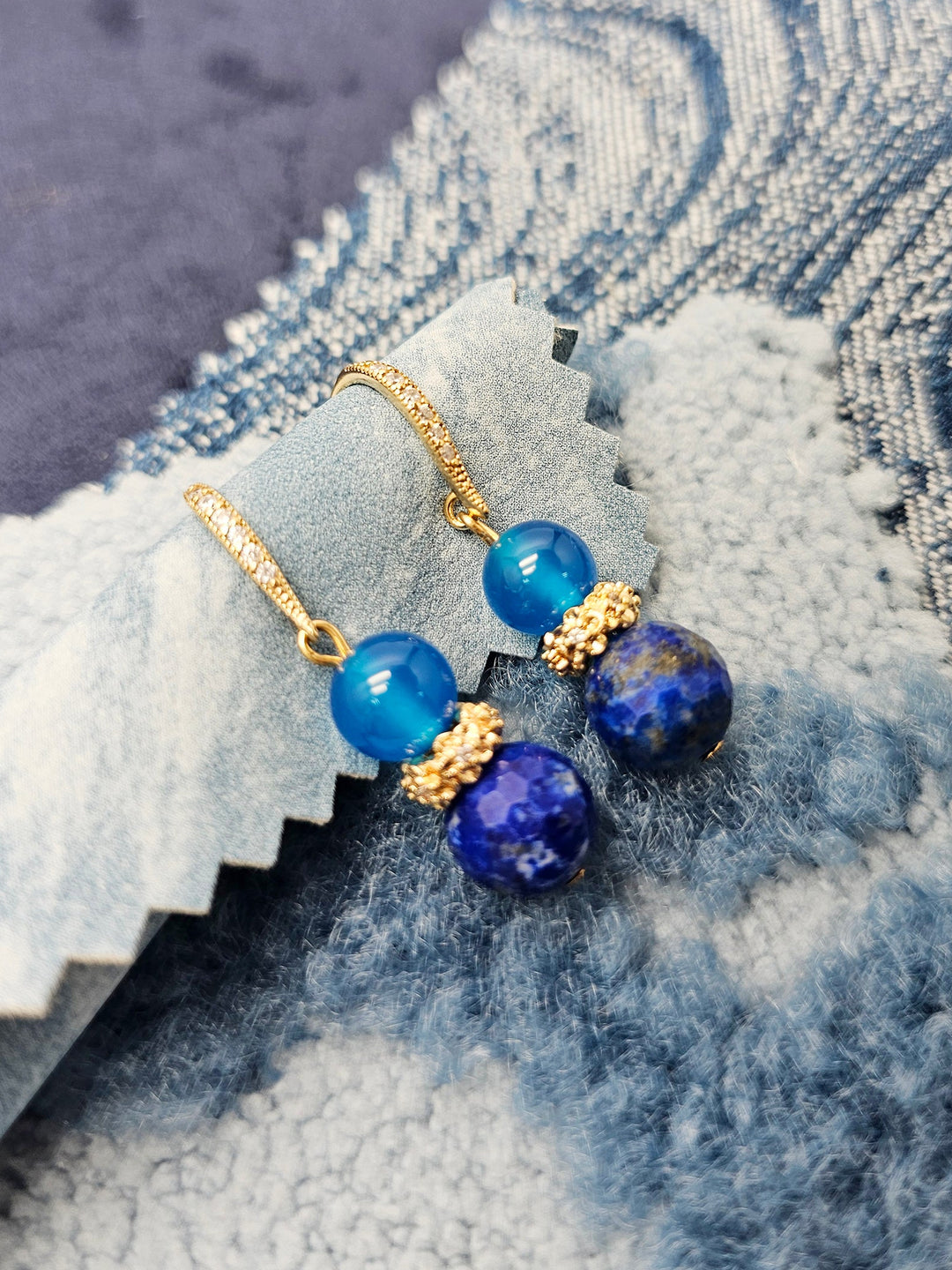 Blue Lapis And Agate Earrings SE014