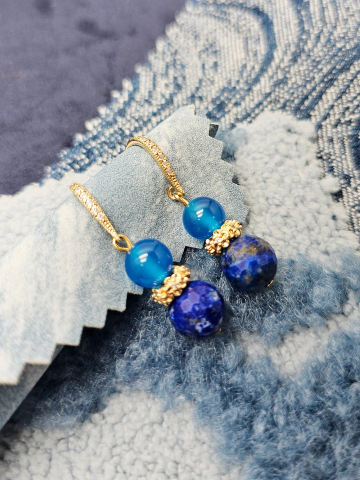 Blue Lapis And Agate Earrings SE014