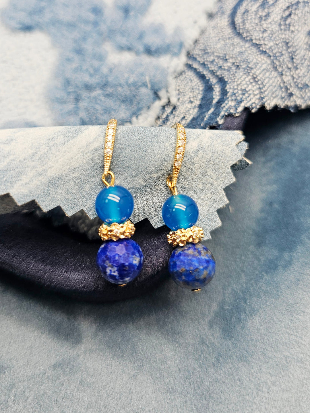 Blue Lapis And Agate Earrings SE014