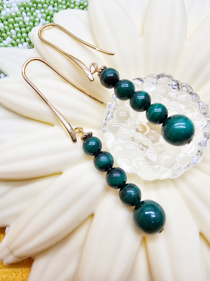 Malachite Beaded Threader Earrings SE016