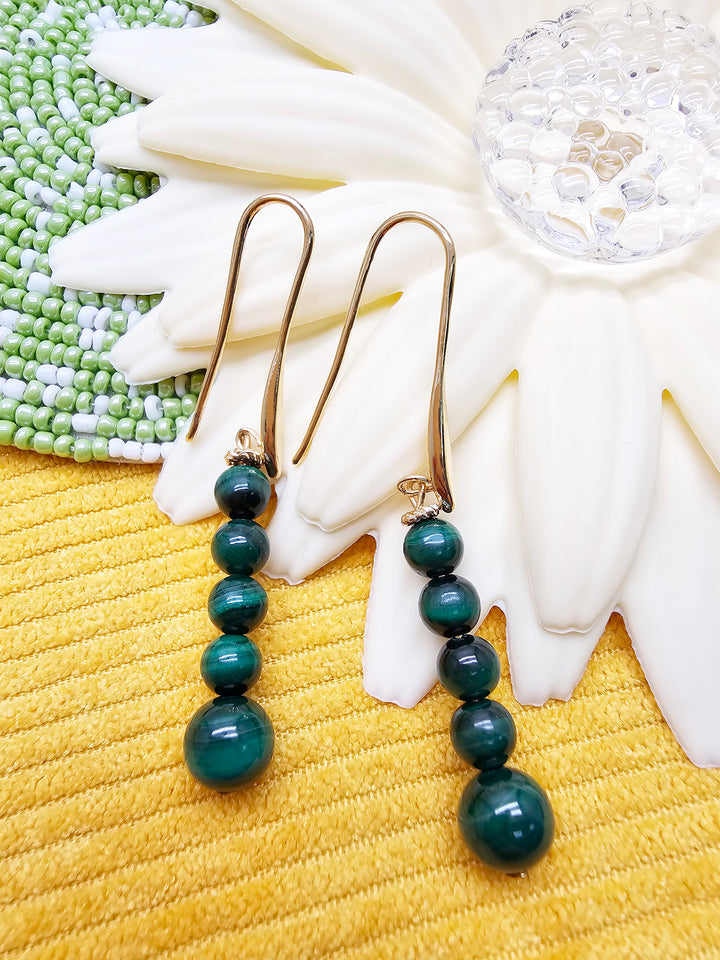 Malachite Beaded Threader Earrings SE016
