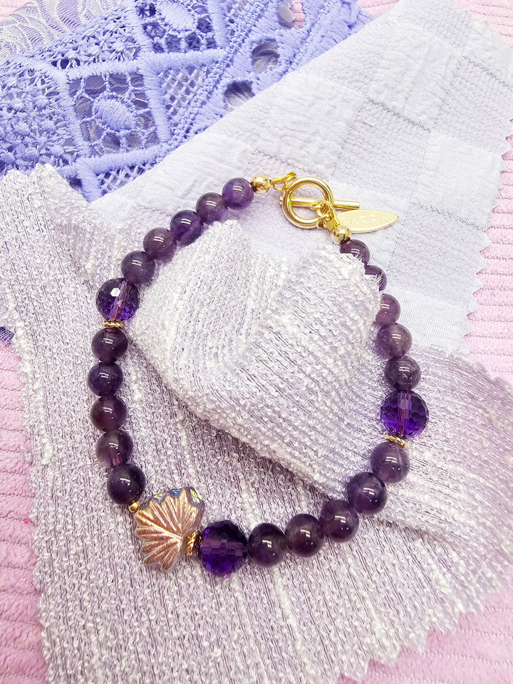 Amethyst With Purple Leaf Bracelet SB006