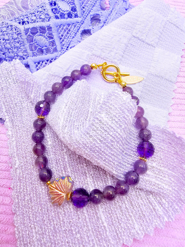 Amethyst With Purple Leaf Bracelet SB006