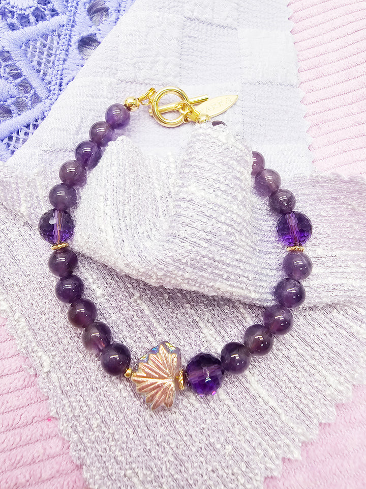 Amethyst With Purple Leaf Bracelet SB006