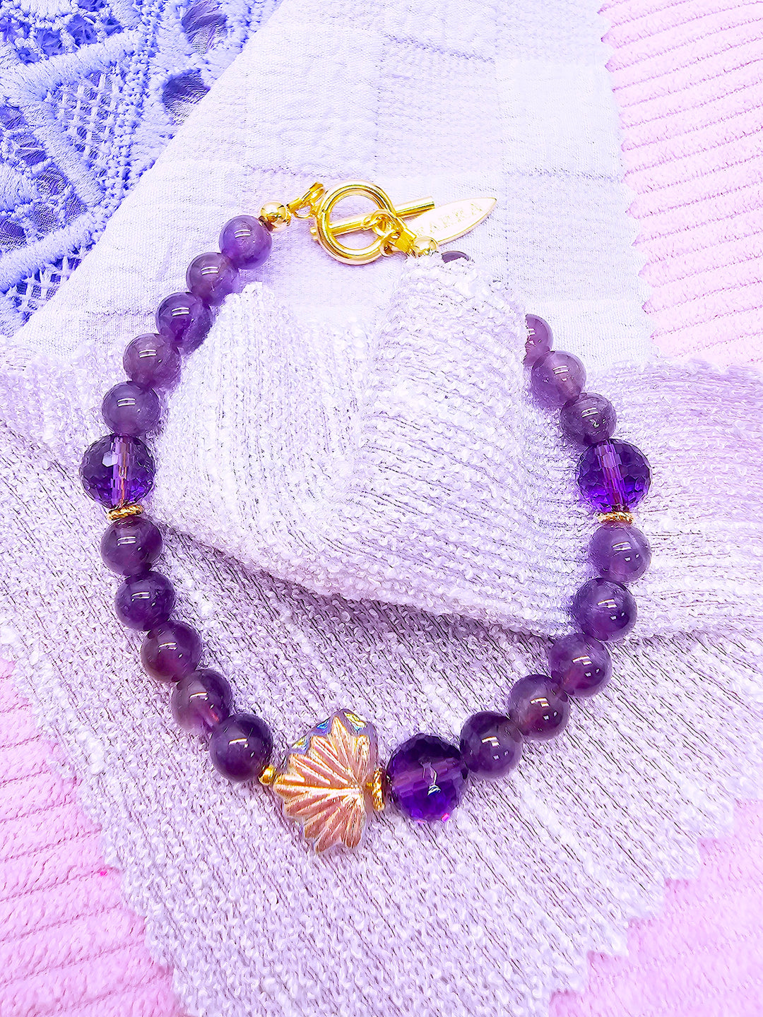 Amethyst With Purple Leaf Bracelet SB006