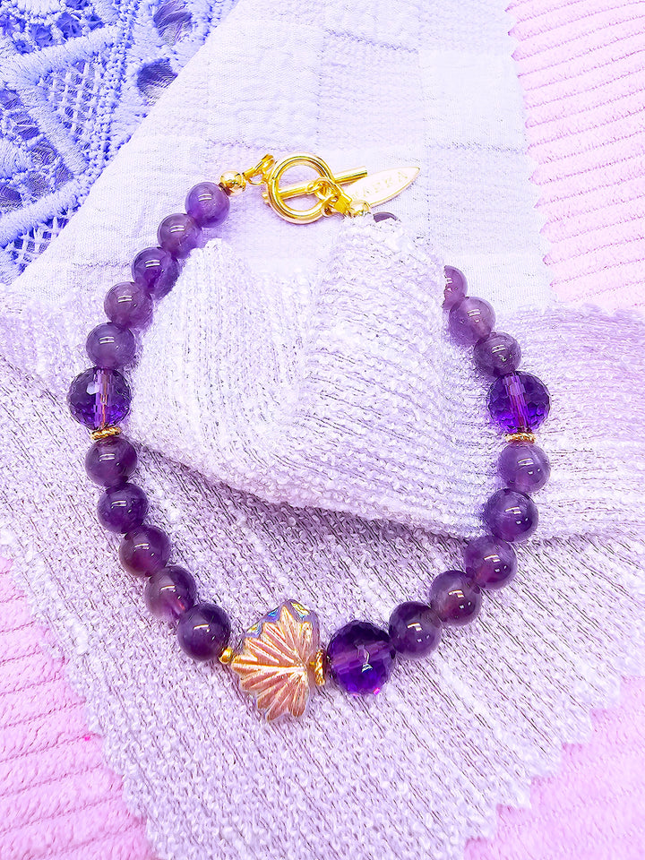 Amethyst With Purple Leaf Bracelet SB006
