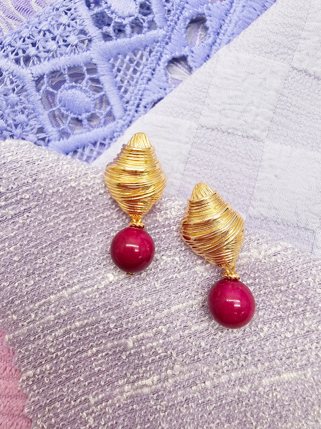 Sugilite Dangle Gold Stud Earrings SE007