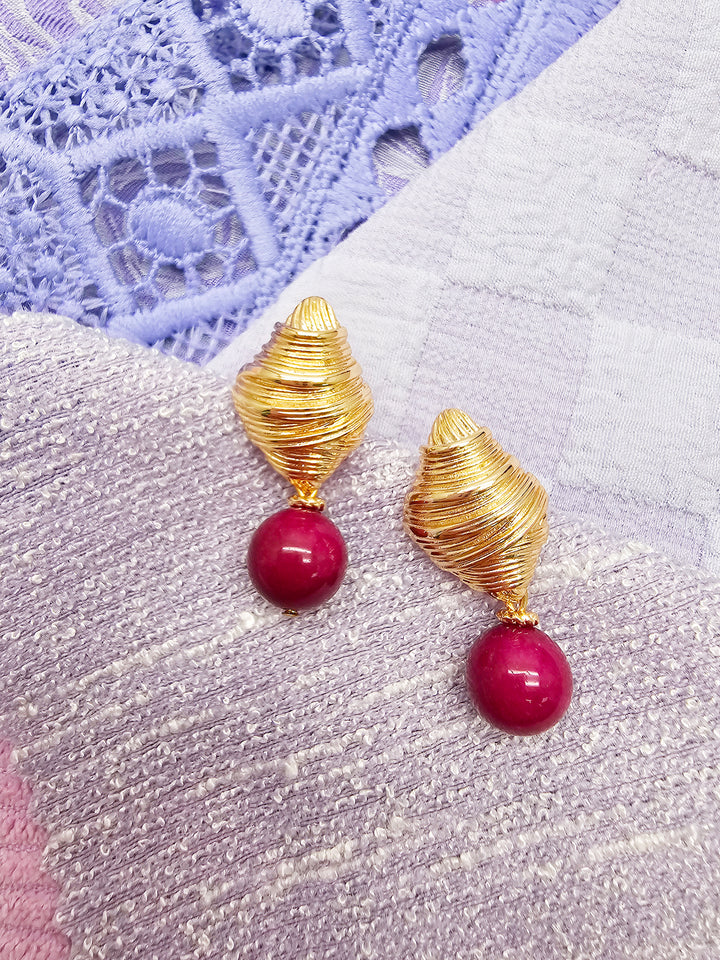 Sugilite Dangle Gold Stud Earrings SE007