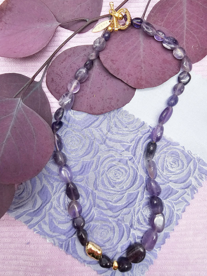 Irregular Amethyst Minimalist Necklace SN009