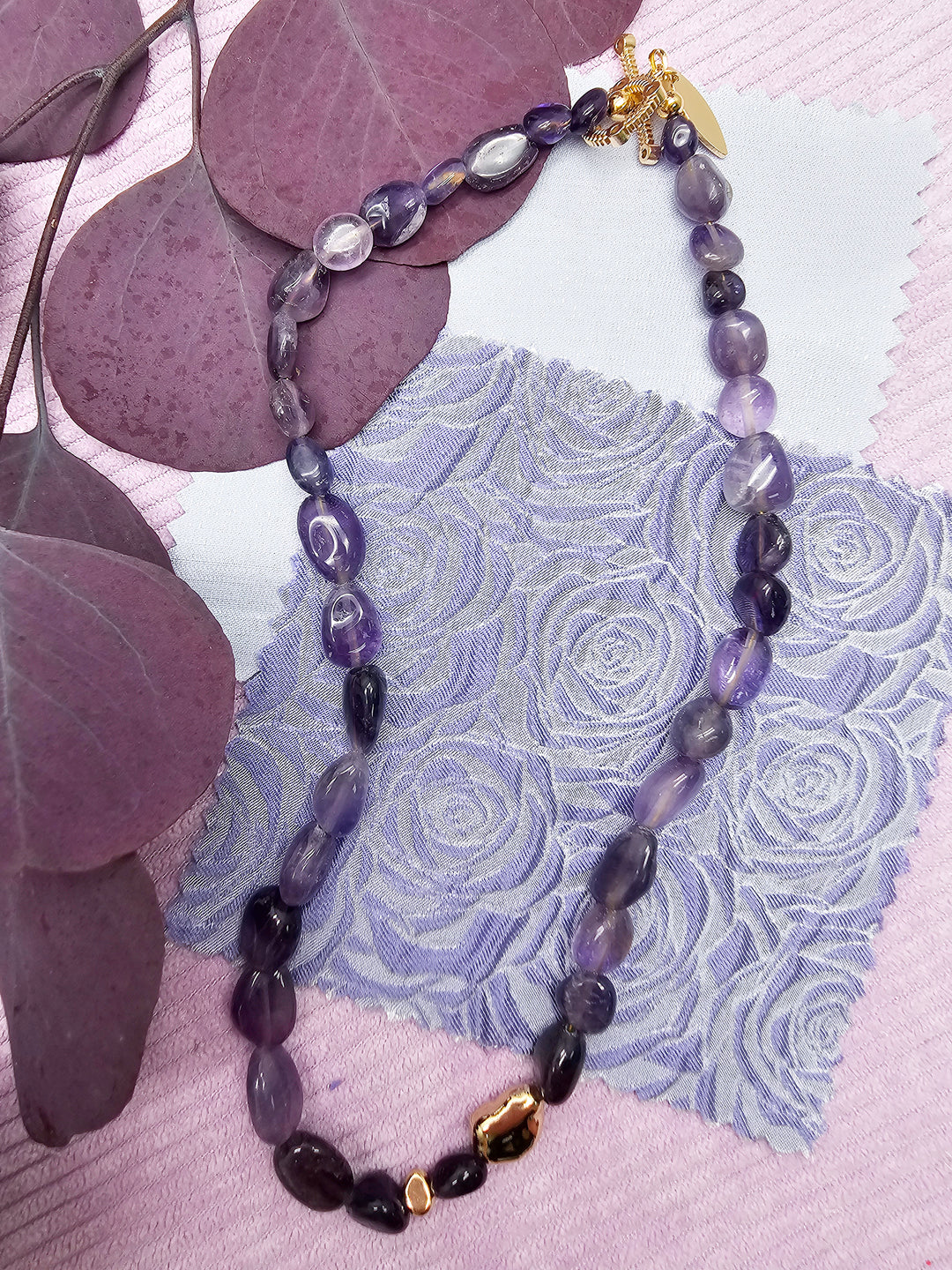Irregular Amethyst Minimalist Necklace SN009