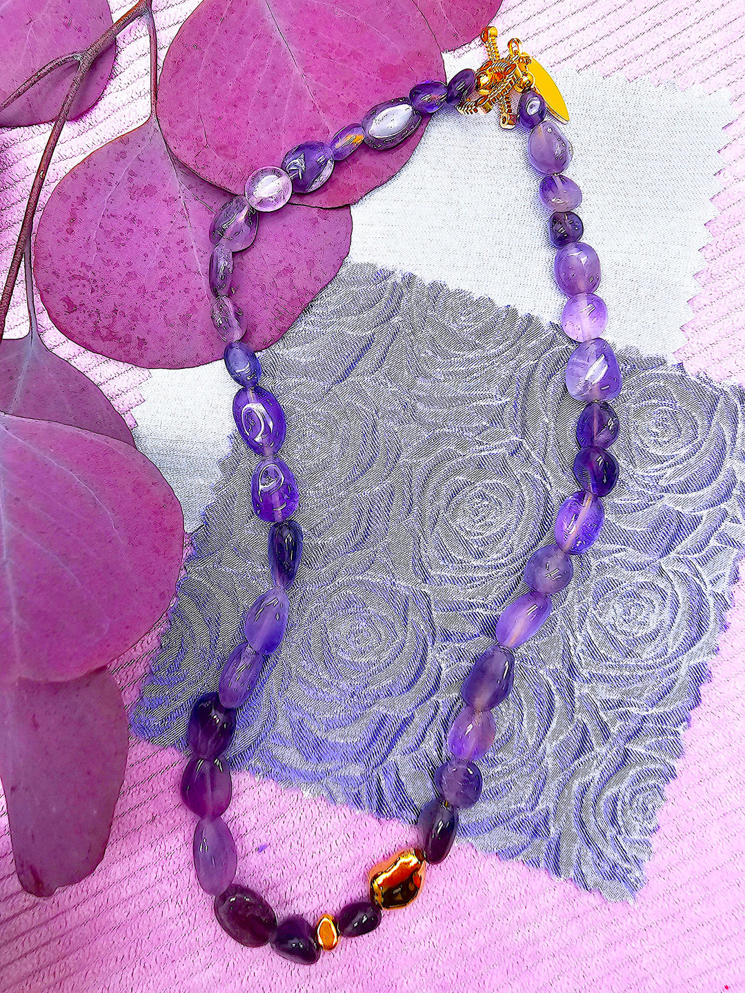 Irregular Amethyst Minimalist Necklace SN009