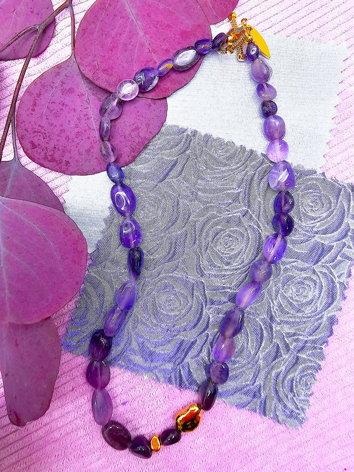 Irregular Amethyst Minimalist Necklace SN009