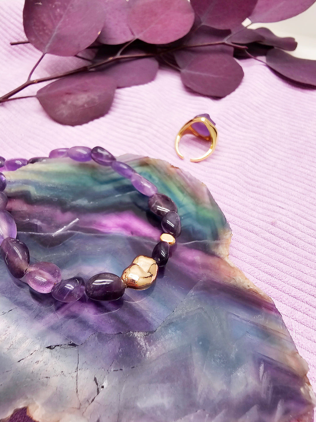 Irregular Amethyst Minimalist Bracelet SB005