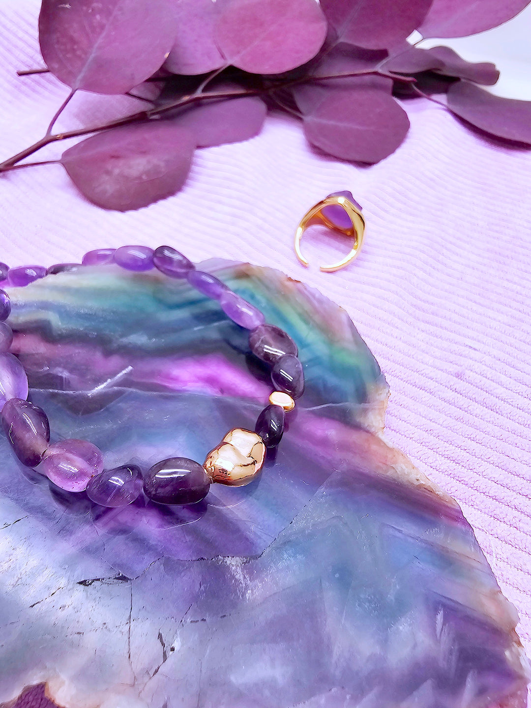 Irregular Amethyst Minimalist Bracelet SB005