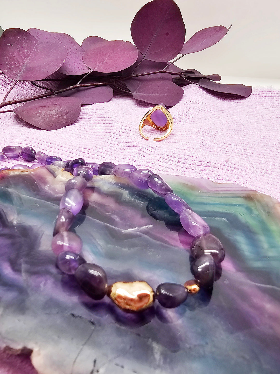 Irregular Amethyst Minimalist Bracelet SB005