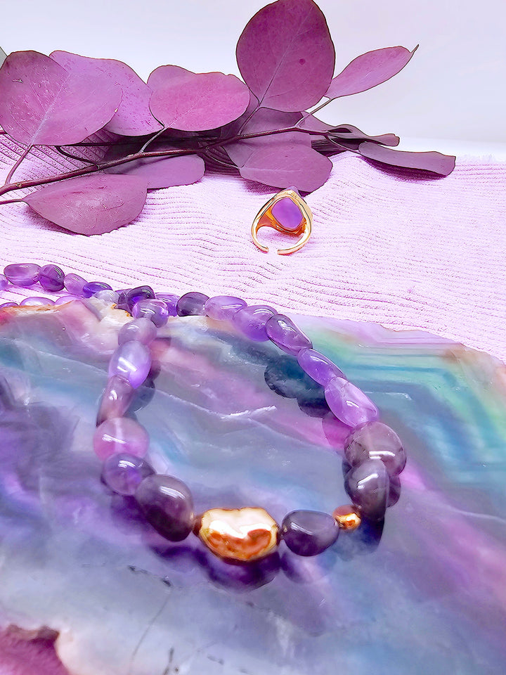Irregular Amethyst Minimalist Bracelet SB005