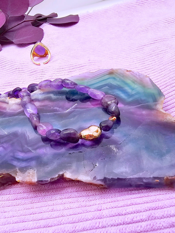 Irregular Amethyst Minimalist Bracelet SB005