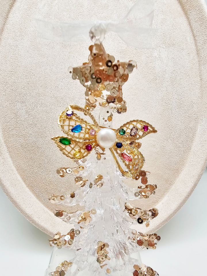 BowKnot With Colorful Zircon Stone And Freshwater Pearl Brooch SP006
