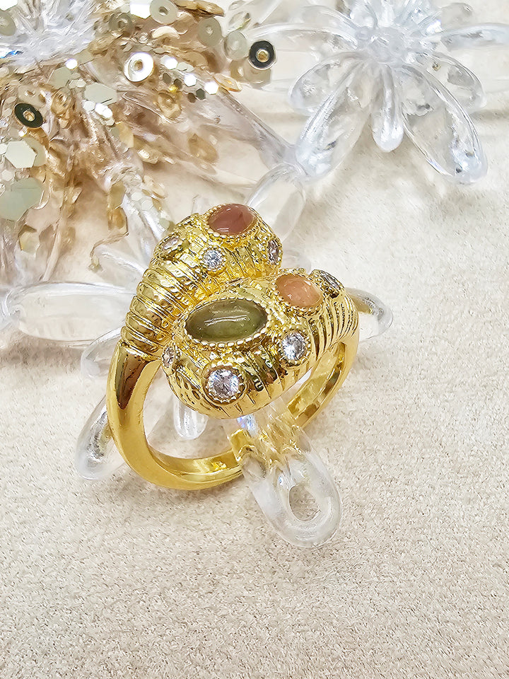 Snake Shape Inspired Gemstone Setting Open Band Ring SR011