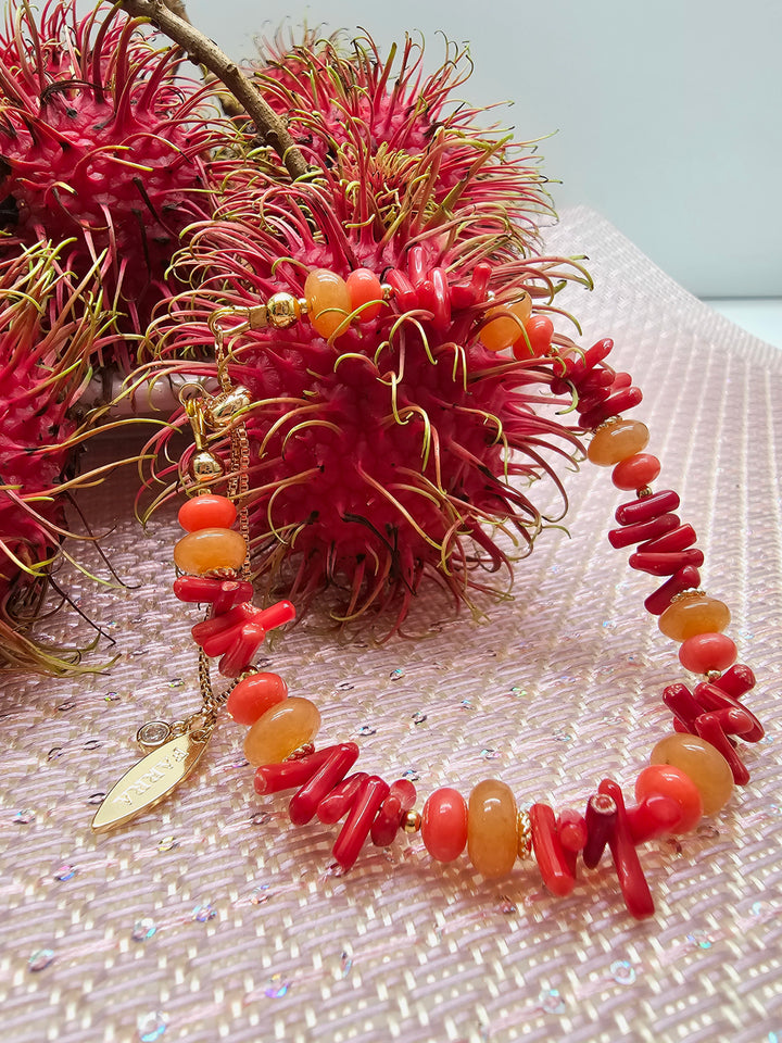 Bamboo Coral & Orange Aventurine Mixed Bracelet SB001
