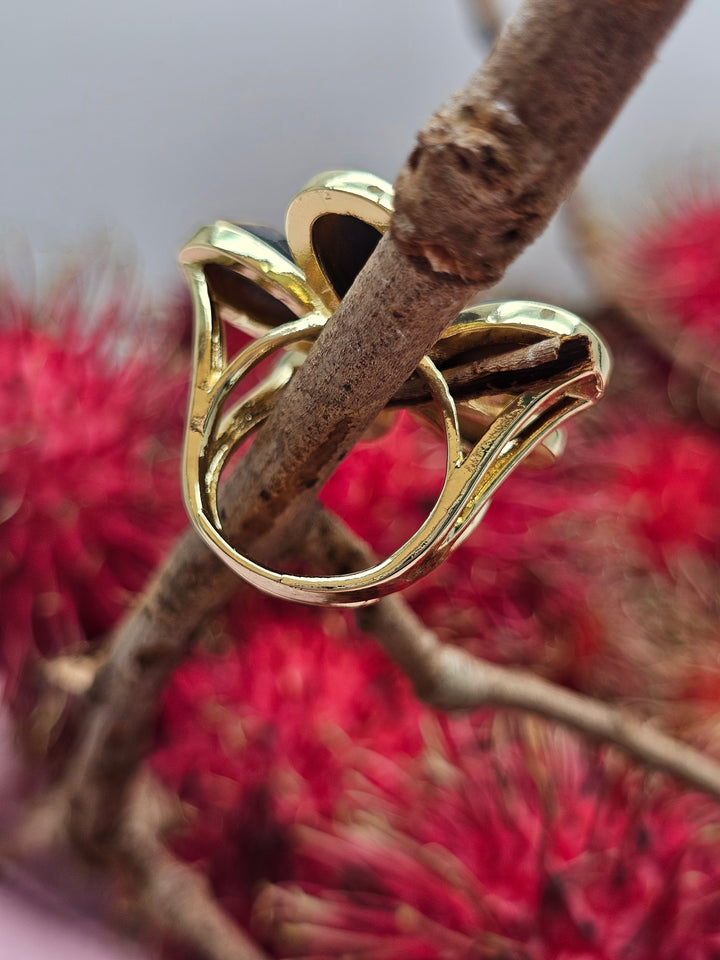 Flower Shaped Tiger-eye Stone Cocktail Ring SR003