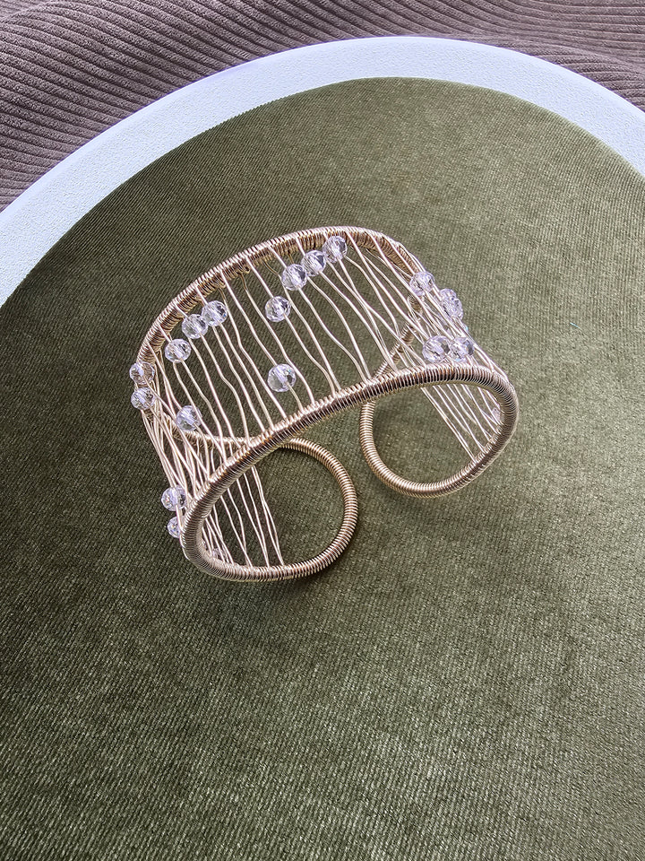 Hand Crafted Crystal Beads Statement Cuff Bracelet SB023