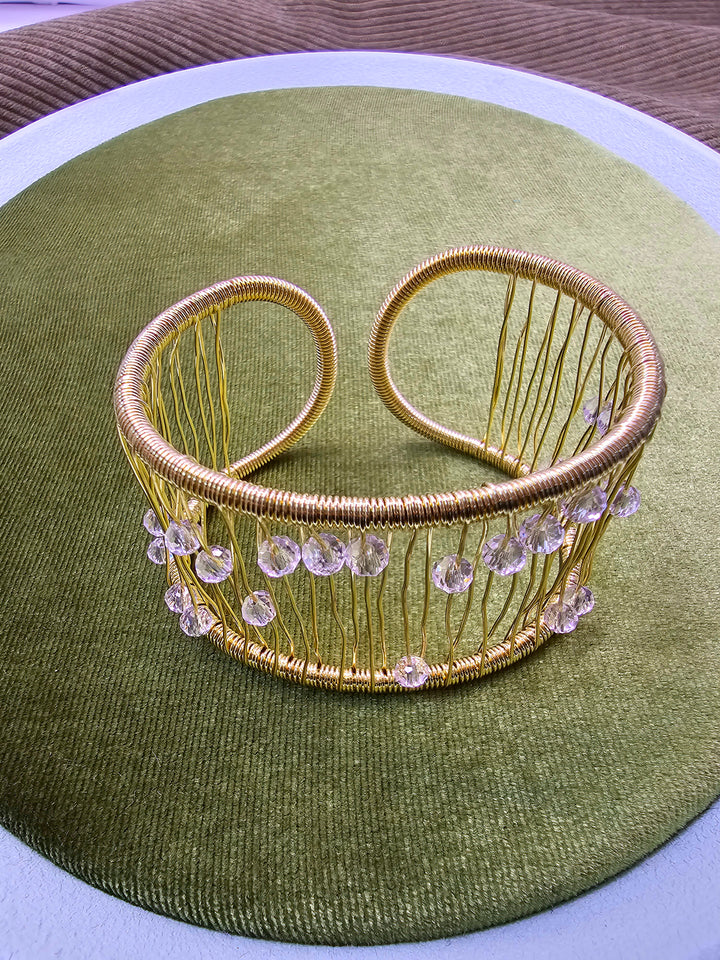 Hand Crafted Crystal Beads Statement Cuff Bracelet SB023