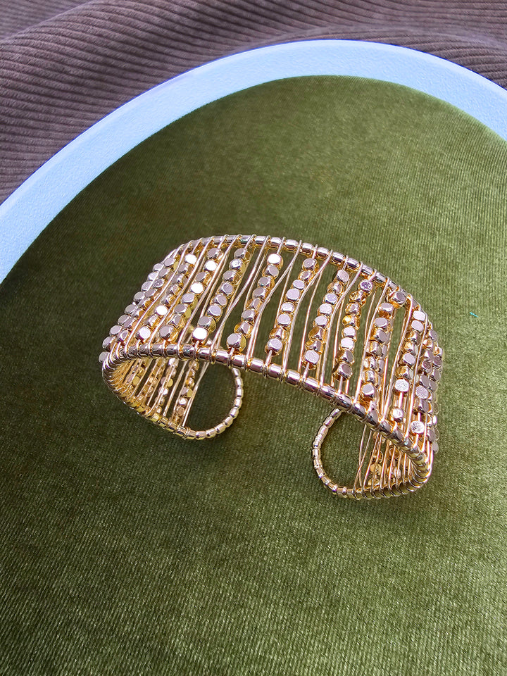 Gold Artistic Statement Cuff Bangle SB013