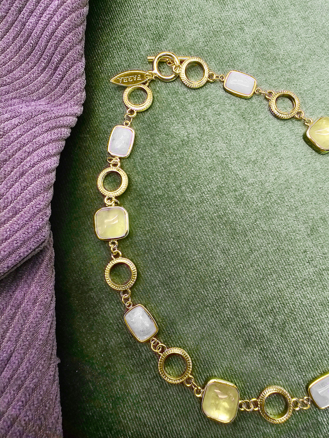 Prehnite And Moonstone Charms Choker Necklace SN031