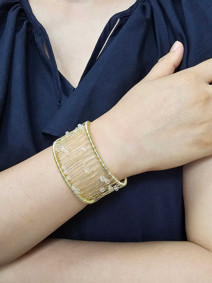 Hand Crafted Crystal Beads Statement Cuff Bracelet SB023