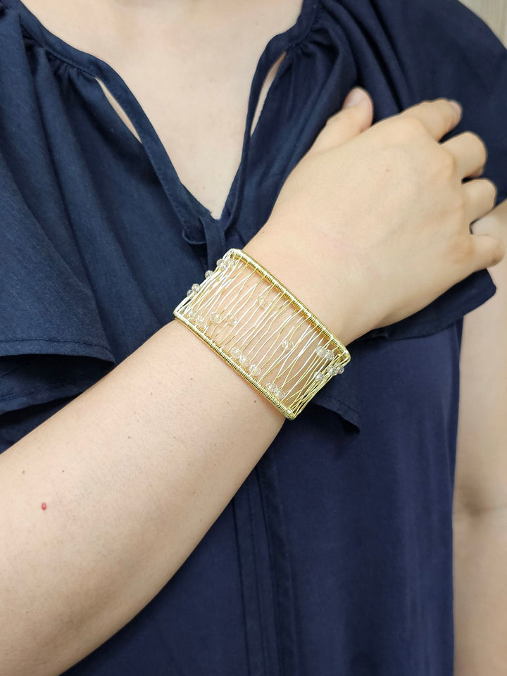 Hand Crafted Crystal Beads Statement Cuff Bracelet SB023