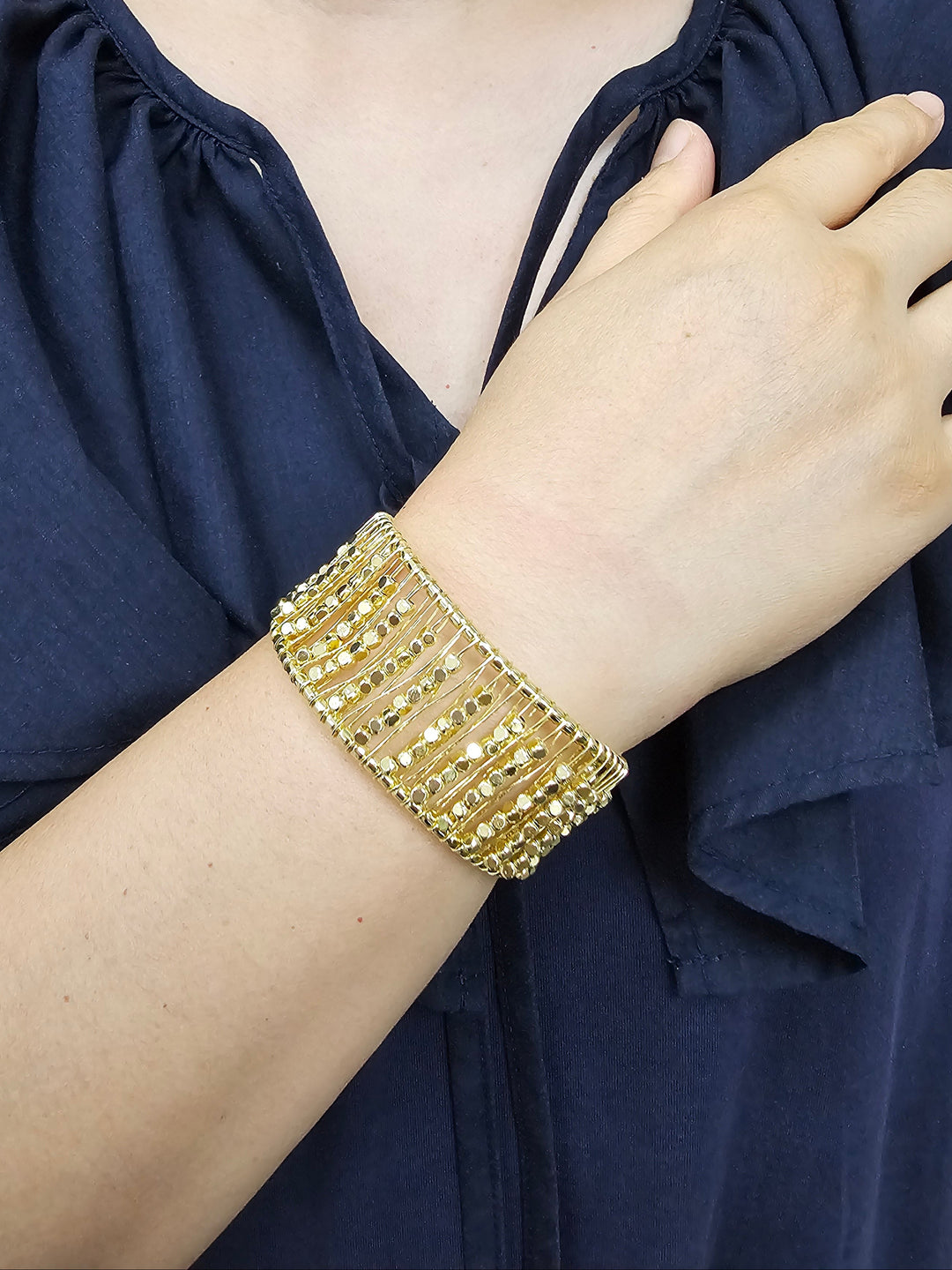Gold Artistic Statement Cuff Bangle SB013