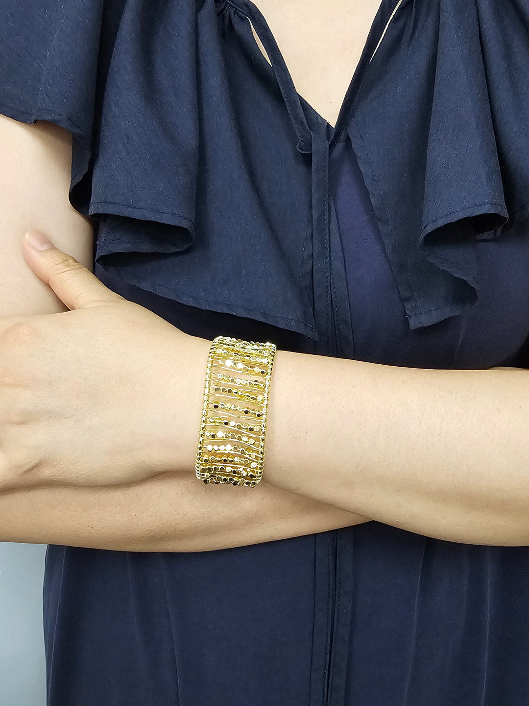 Gold Artistic Statement Cuff Bangle SB013