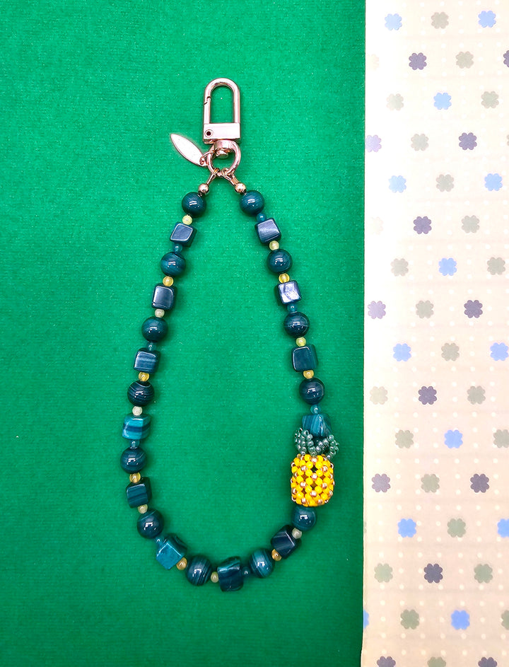 Handcrafted Pineapple Natural Malachite Phone Strap PC124