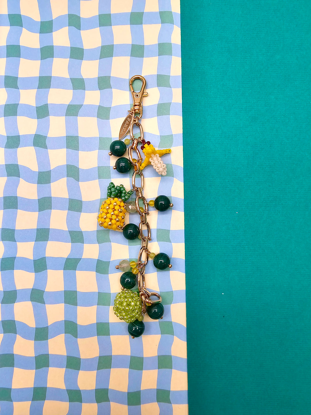 Handcrafted Fruit Charm With Malachite Prehnite Tassel Phone Strap/ Bag Charm PC110